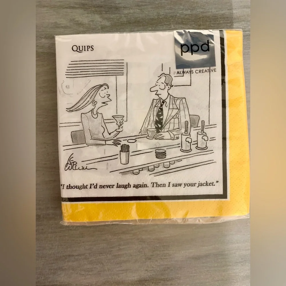 Cocktail Napkins PPD Quips Yellow funny gag gift party napkins dessert napkins